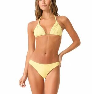 NEW PQ SWIM basic ruched swim bottom in buttercup